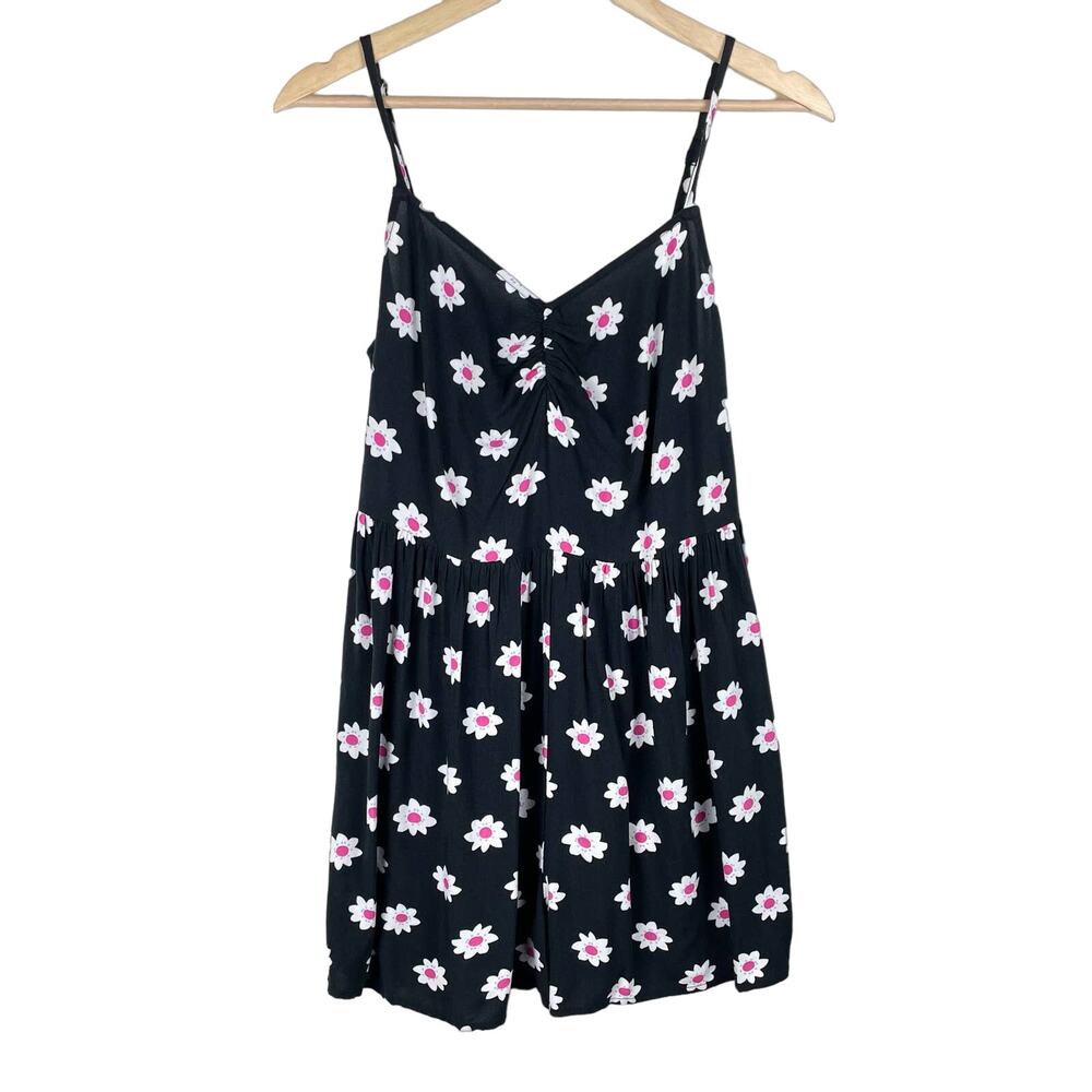 BP Floral Romper in Black Pink Daisy Size M Retro Preppy Festival Sleeveless